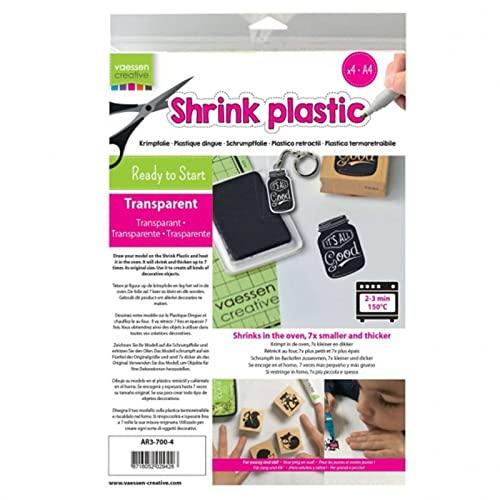 Vaessen Creative Vaessen Creative Shrink Plastic, Transparent, 4 Sheets, 21 x 30 cm, Fun Arts and Crafts Projects for All Ages