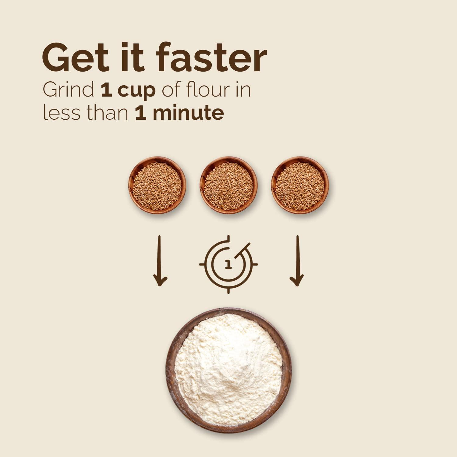 WONDERMILL WONDERMILL Manual Hand Grain Mill Red Wonder Junior Deluxe for Dry and Oily Grains - Kitchen Flour Mill, Grain Mill Hand Crank and Spice, Corn, Wheat Stone Mill Grinder