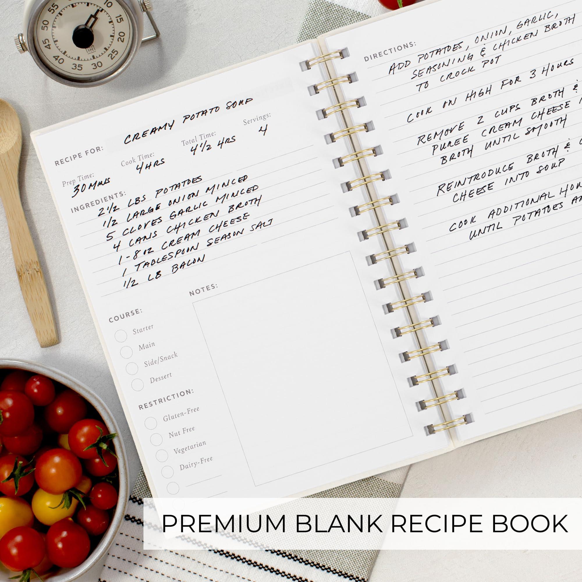 ZICOTO ZICOTO Aesthetic Blank Recipe Book with Linen Cover - The Perfect Recipe Notebook to Write in Your Own Recipes - Beautiful Blank Cookbook to Organize Your Recipes