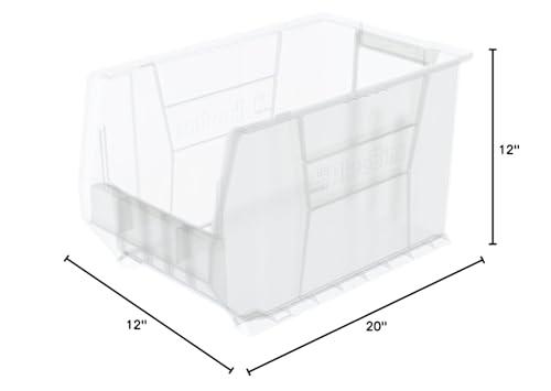 Akro-Mils Akro-Mils 30282 Super-Size AkroBins Plastic Storage Bins, Space-Saving Stackable Bins for Garage Organization Bins, Classroom Organization, Warehouses, 20-Inch L x 12-Inch W x 12-Inch H, Clear, 2-Pack