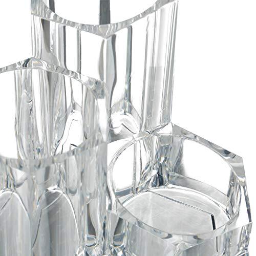 Relaxdays Relaxdays 3-PC Holder, Organizer for Cosmetic Brushes and Makeup Accessories, Small Acrylic Pen Cups, Transparent, 13.5 x 13 x 12 cm
