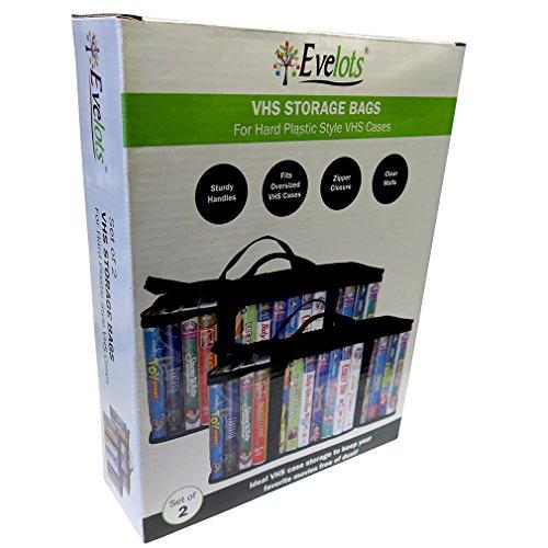 Evelots Evelots 2 Pack VHS Storage Bag-Movie Organizer-Video Tape-Handles-Hold 30-No Dust