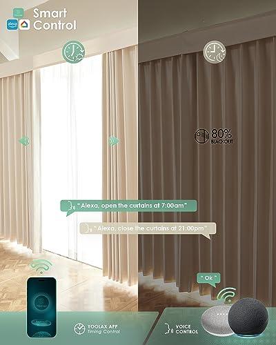 Yoolax Yoolax Smart Retractable Curtain Compatible with Alexa and Google Home, Motorized Curtain Hardwired with Remote Customized Size (Champagne)