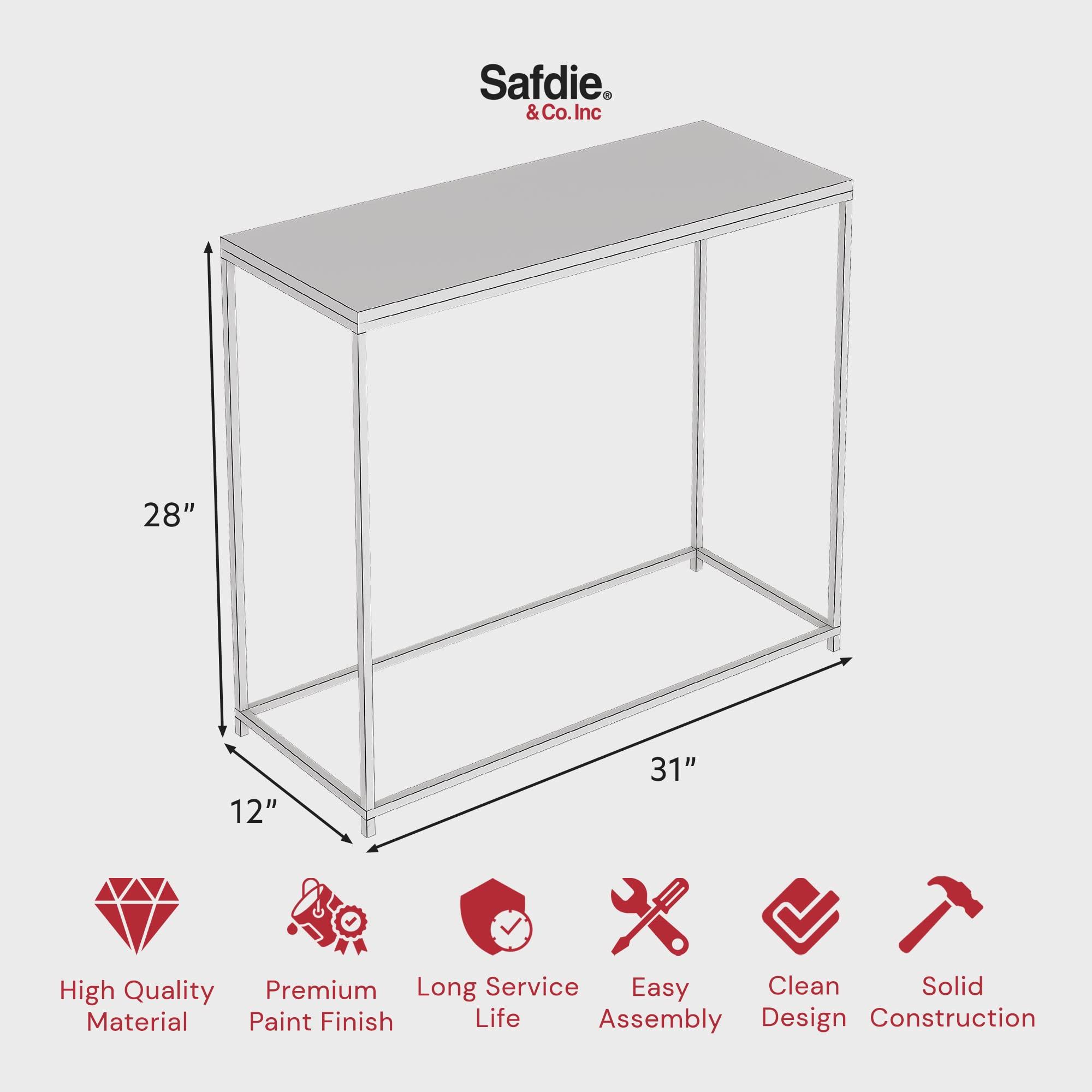 Safdie Safdie & Co. - Marble White Console Tables for Entryway, Gold Metal Console Table, Use As Doorway Table, Narrow Bar Table, or Accent Furniture for Decorating Foyer, 31 x 12 x 28 inches