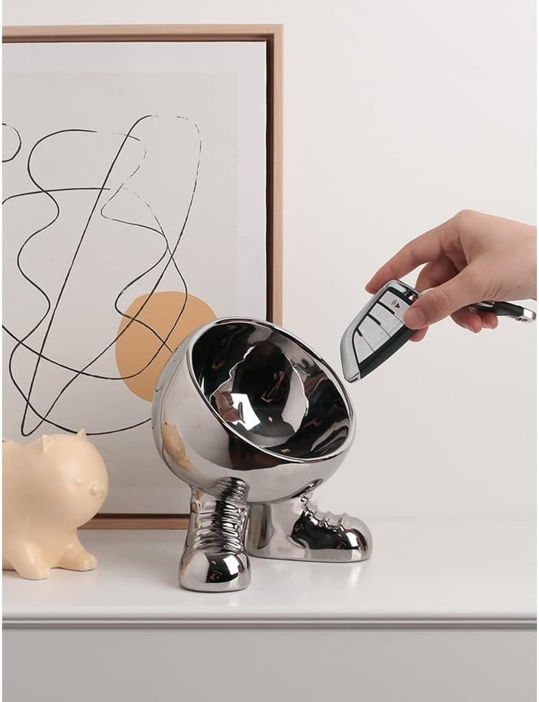 KarFri Key Tray Decorative Tray Coffee Table Decor Cabinet Ornaments Creative Living Room Key Bowl Jewelry Display Trays Key Phone Change Watches Candy Entryway Tray (Size : Silver a)