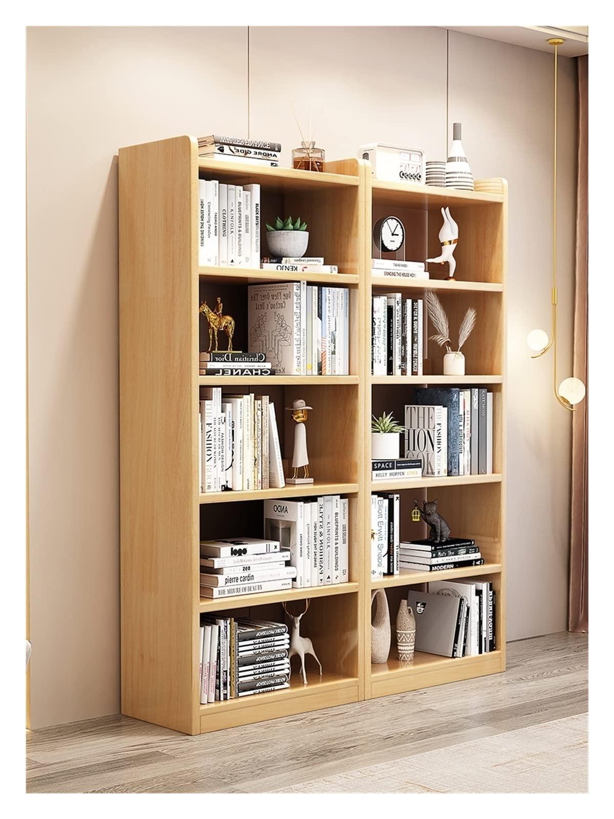 HomeLoft Basics Solid Wood Bookshelf, Simple Shelf Against The Wall, Combination Bookcase for Living Room and Bedroom MINGPING (Color : Log Color 65x20x182cm)