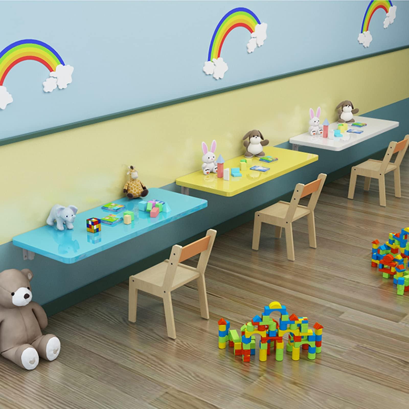 LIGUOYI LIGUOYI Floating Desk for Wall, Save Space Computer Desk, Easy to Clean Dining Desk Kitchen Wall Table, Small Wooden Desk, Black, Blue, White, Yellow for Small Spaces Desk Office Home Kitchen