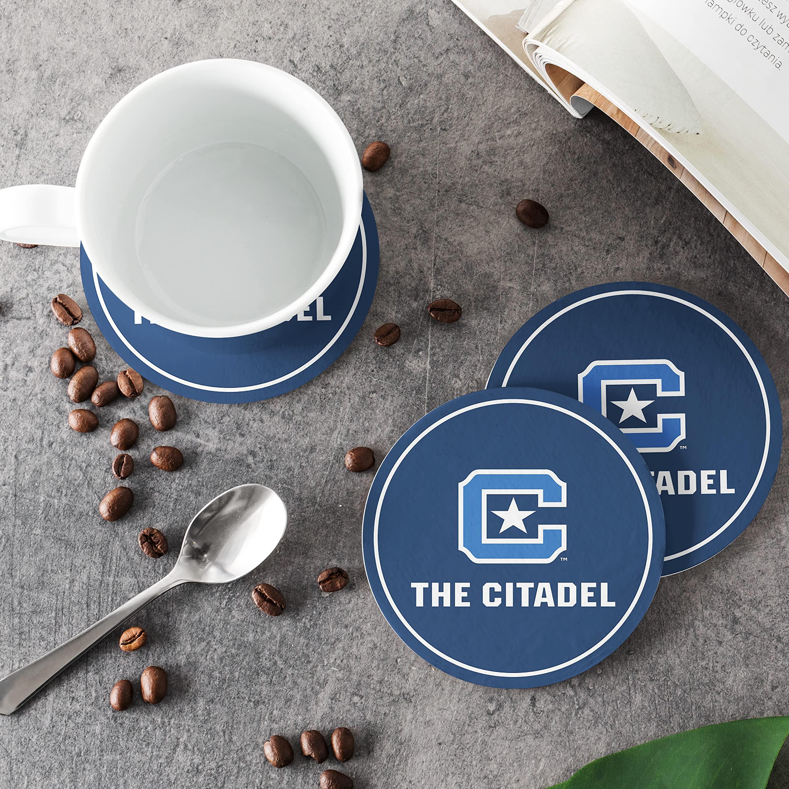 greeklife.store The Citadel Hardboard with Cork Backing Beverage Coasters Round (Set of 4) Coasters for Drinks (The Citadel 3)