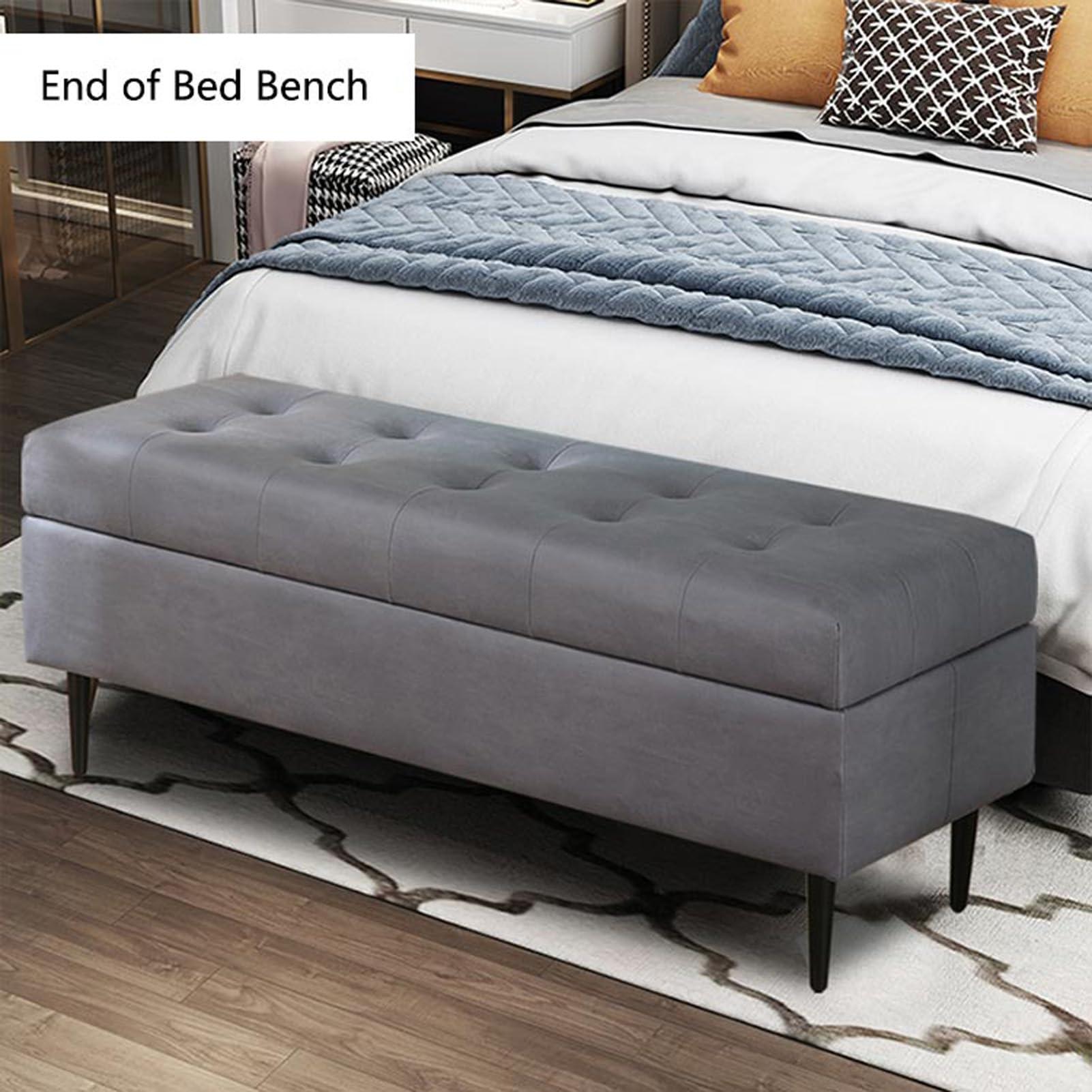 HomeLoft Basics Storage Ottoman Bench with Padded Seat Storage Chest with Metal Legs End of Bed Bench with Hidden Storage Upholstered Entryway Bench Footrest for Bedroom