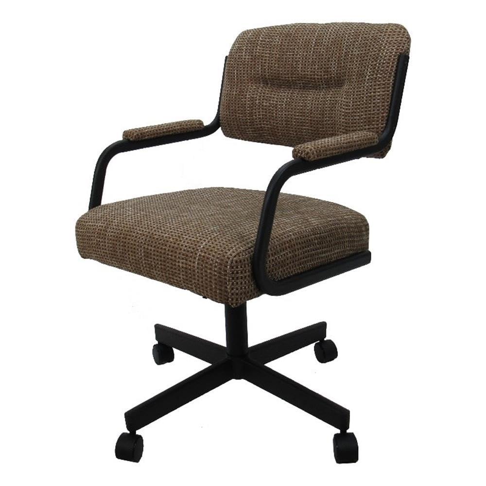 Tobias Designs Inc. Tobias Designs Inc. Swivel Metal Caster Dining Chair M-110 - Checkered - Brown