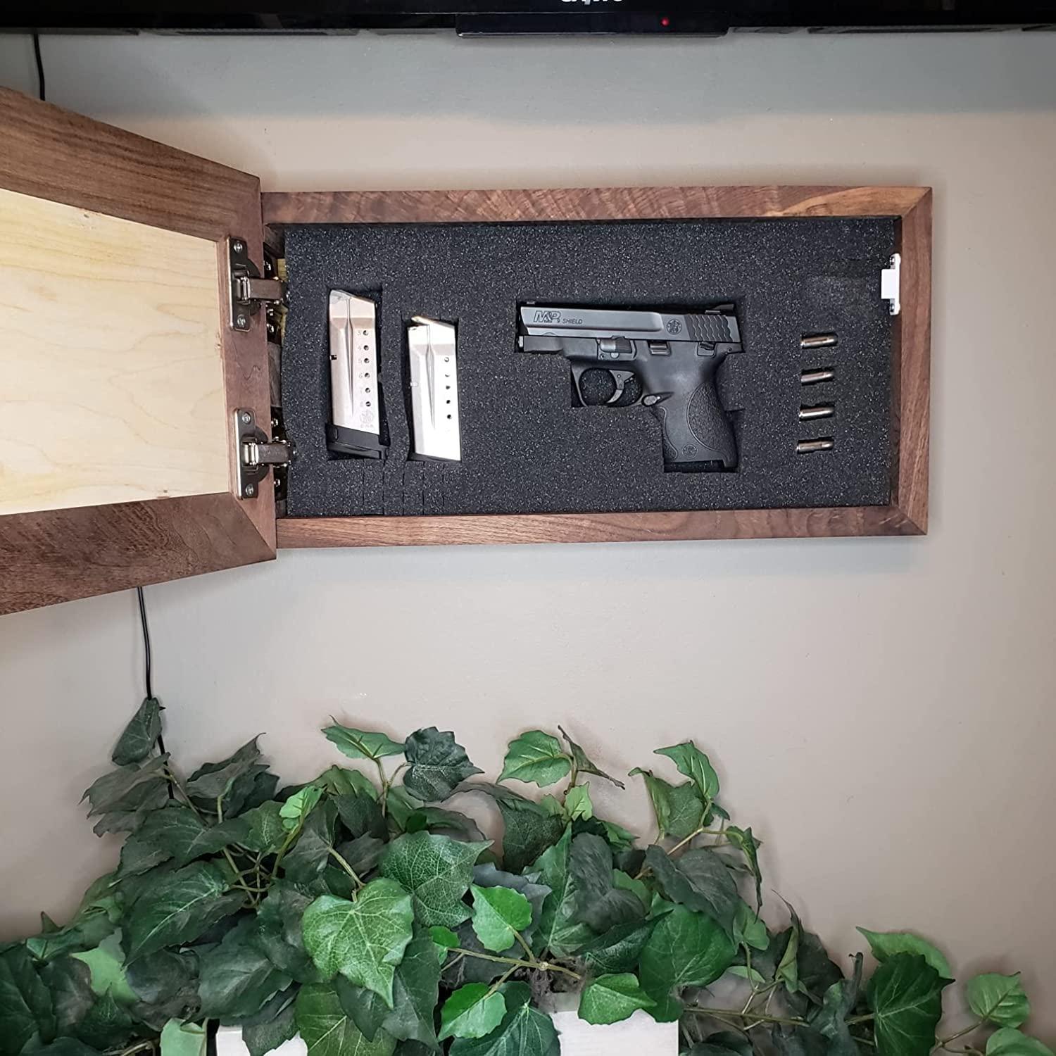 Bellewood Designs Hidden Gun Storage with Personalized Bible Verse, Six Concealment Cabinet Styles Available (Three Crosses on Calvary)