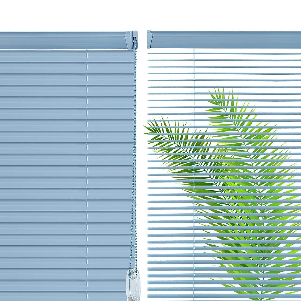 simty Simty Corded 1\" Aluminum Mini Blinds for Windows, Venetian Horizontal Blinds, Privacy Shades for Bedroom, Bathroom,Kitchen,Office, 56\" W x 72\" H, Light Blue