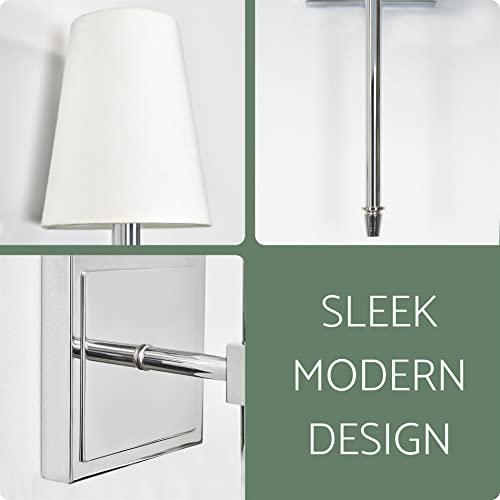 Kira Home Kira Home Torche 20" Wall Sconce/Wall Light + Linen Shade, Chrome Finish