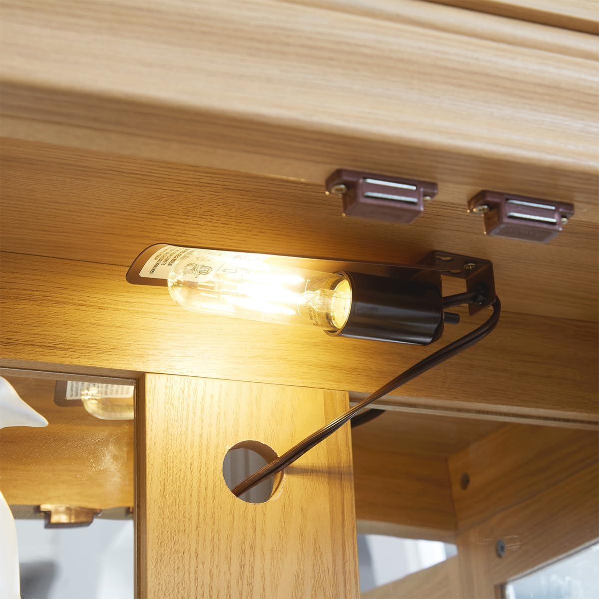 YiaFurio Lighted Glass Curio Cabinet with Lights & Adjustable Shelves,Curio Display Cabinet with Wood Frame,Corner Cabinet for Kitchen,Living Room,Office(Free Standing,Light Bulb Include)