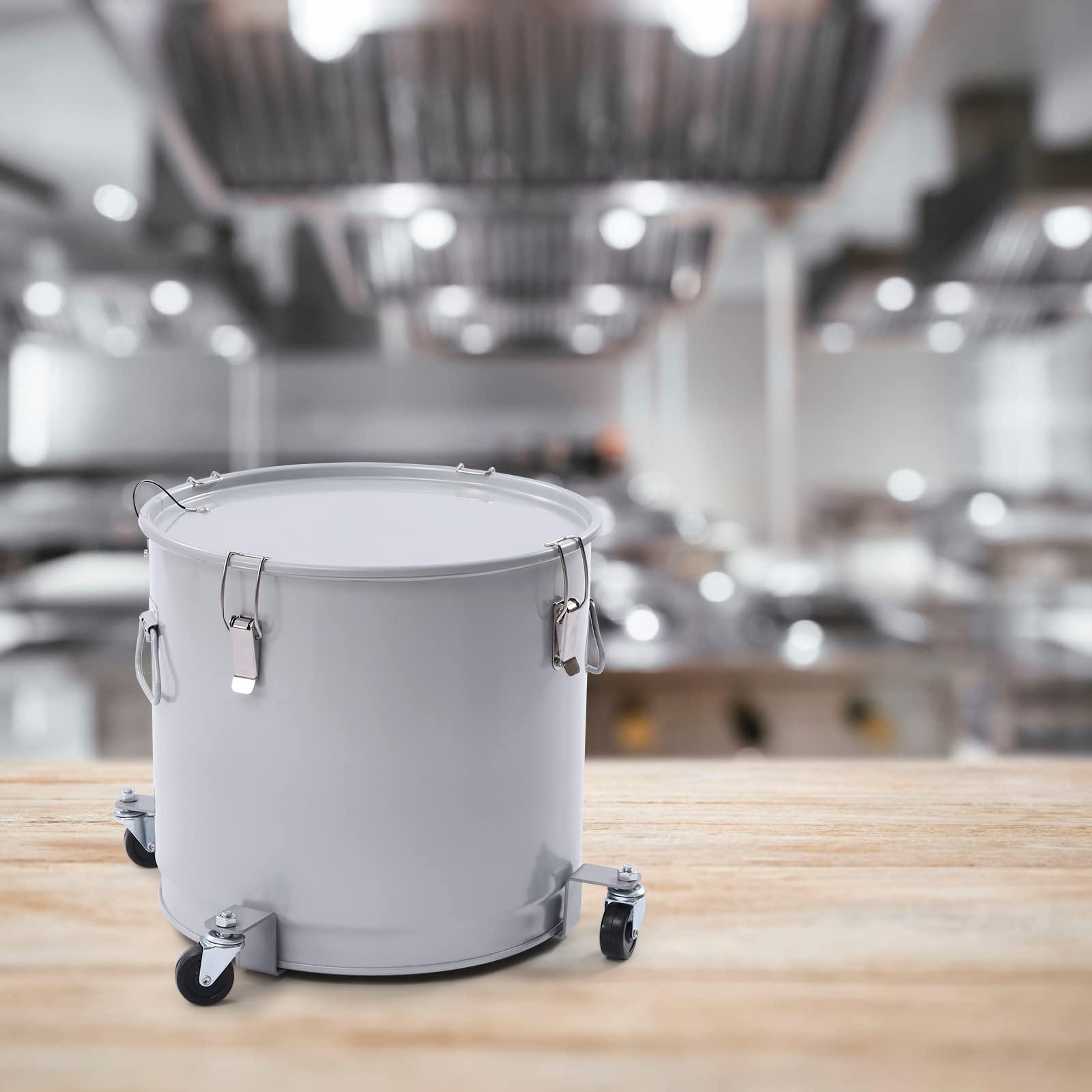 CHALIGHT 40L/10Gal Fryer Grease Bucket Silver Deep Fryer Oil Disposal Caddy Steel Fryer Oil Bucket Bacon Grease Container Oil Container Cooking Oil Filter Oilless Turkey Fryer w/Lid & Filter Bag