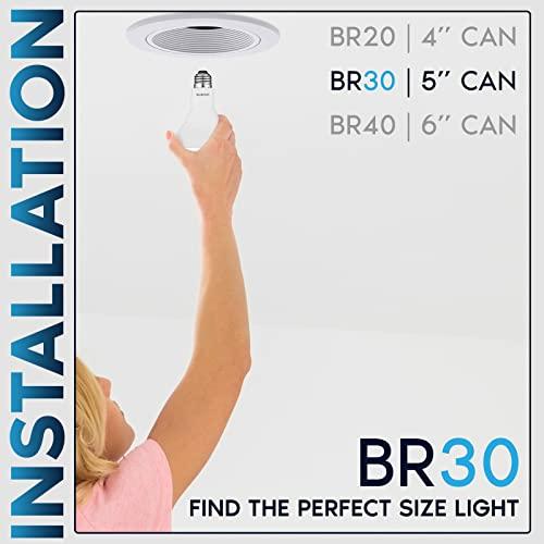 LUXRITE LUXRITE 12-Pack BR30 LED Bulb, 65W Equivalent, 6500K Daylight, Dimmable, 650 Lumens, LED Flood Light Bulbs, 8.5W, Energy Star, E26 Medium Base, Damp Rated, Indoor/Outdoor - Living Room and Kitchen