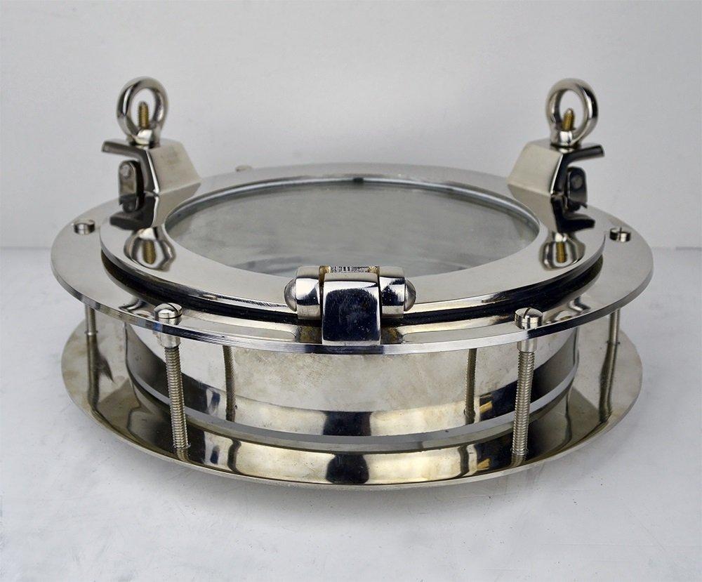 Nautical Tropical Imports Nautical Tropical Imports 12 Inch Nickel Finish Over Solid Brass Heavy Porthole Window with 2 Inch Deep Flange Functional