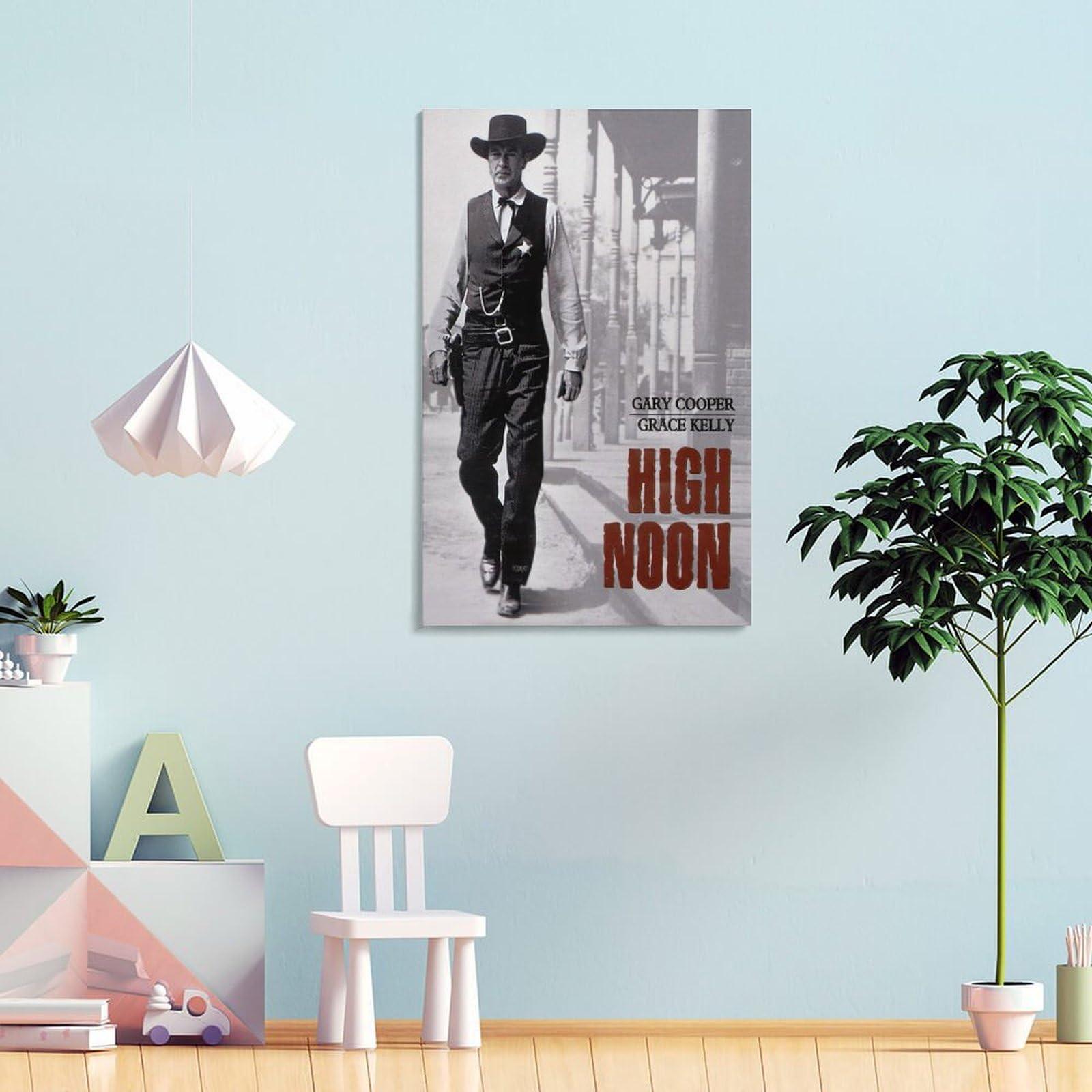 Generic High Noon Poster Classic Western Movie Poster Hd Retro Art Waterproof Poster Artworks Canvas Poster Room Aesthetic Wall Art Prints Home Modern Decor Gifts Framed-unframed 16x24inch(40x60cm)