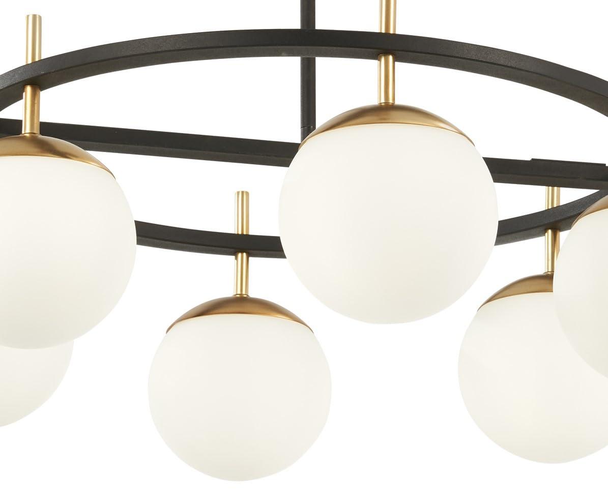 GEORGE KOVACS GEORGE KOVACS P1356-618 Alluria Pendant, 6-Light, 450 Total Watts, 9.75-in H x 27-in W, Weathered Black with Autumn Gold
