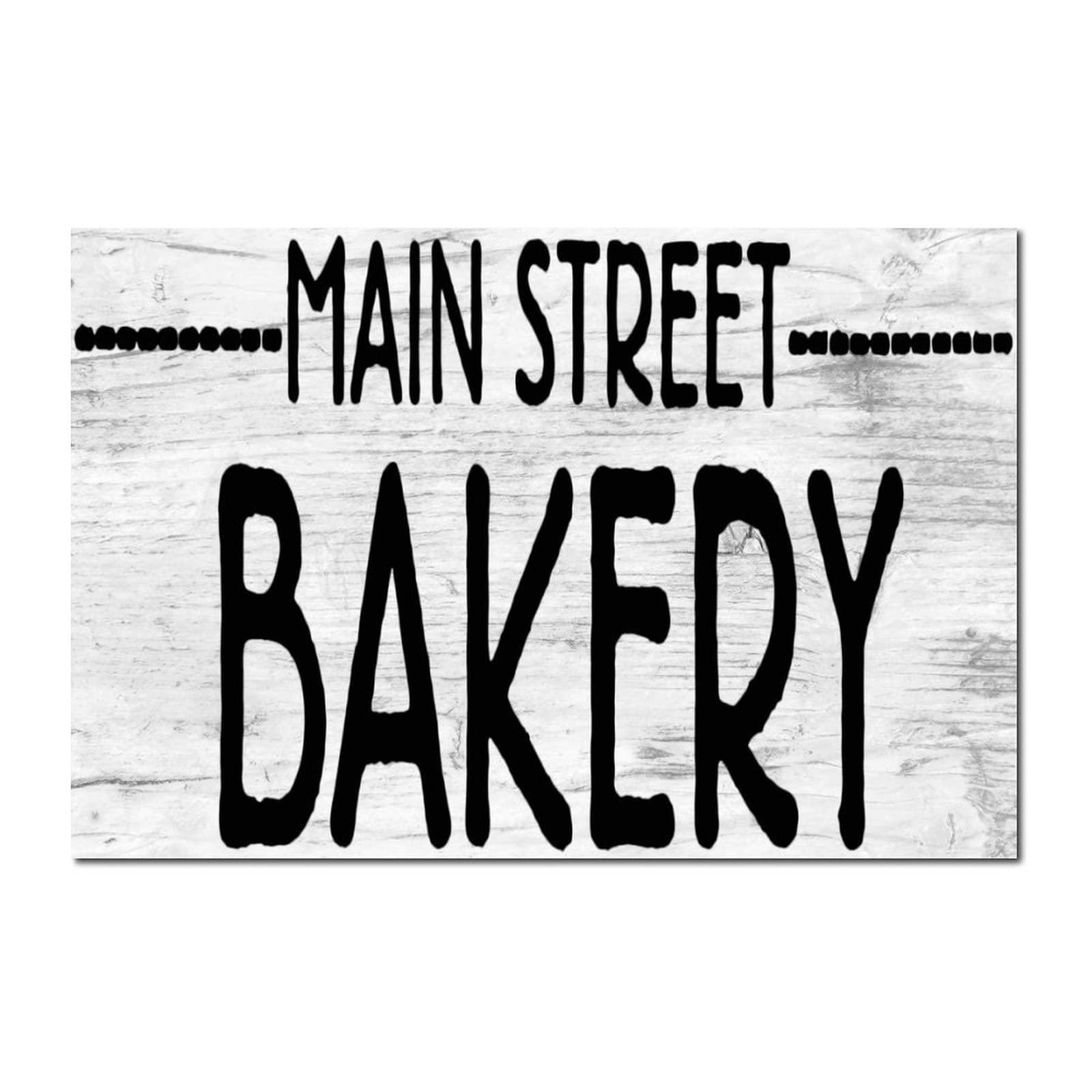 Generic Wood Signs Ballkleid Main Street Bakery Wooden Sign with Funny Sayings Motivational Wall Art Rustic Wall Decorations for Living Room Kitchen Wall Hanger Retro Decoration Sign 12x18in