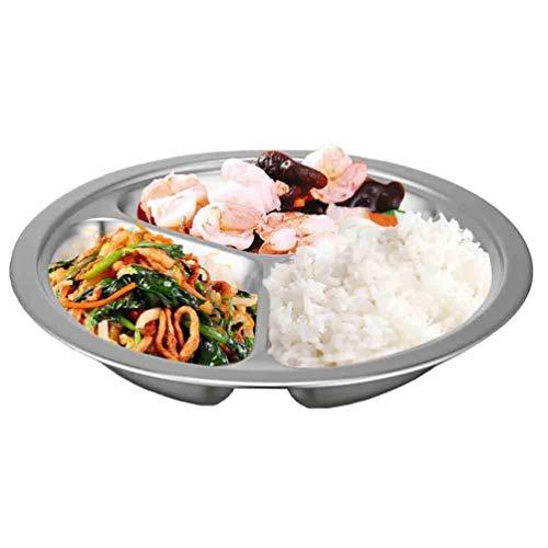 TEERFU TEERFU Stainless Steel Divided Plate Set: 3 Section Set of 2 Serving Trays Great for Camping,Lunch and Dinner Plates