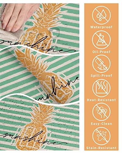ZOE GARDEN Square Pineapple Tablecloth Waterproof & Stainproof Tablecloths, Wipeable Table Cloth Wrinkle-Free for Round/Rectangle/Oval/Square/Dining/Party/Wedding, Summer Shabby Chic Fruit Stripes 54x54