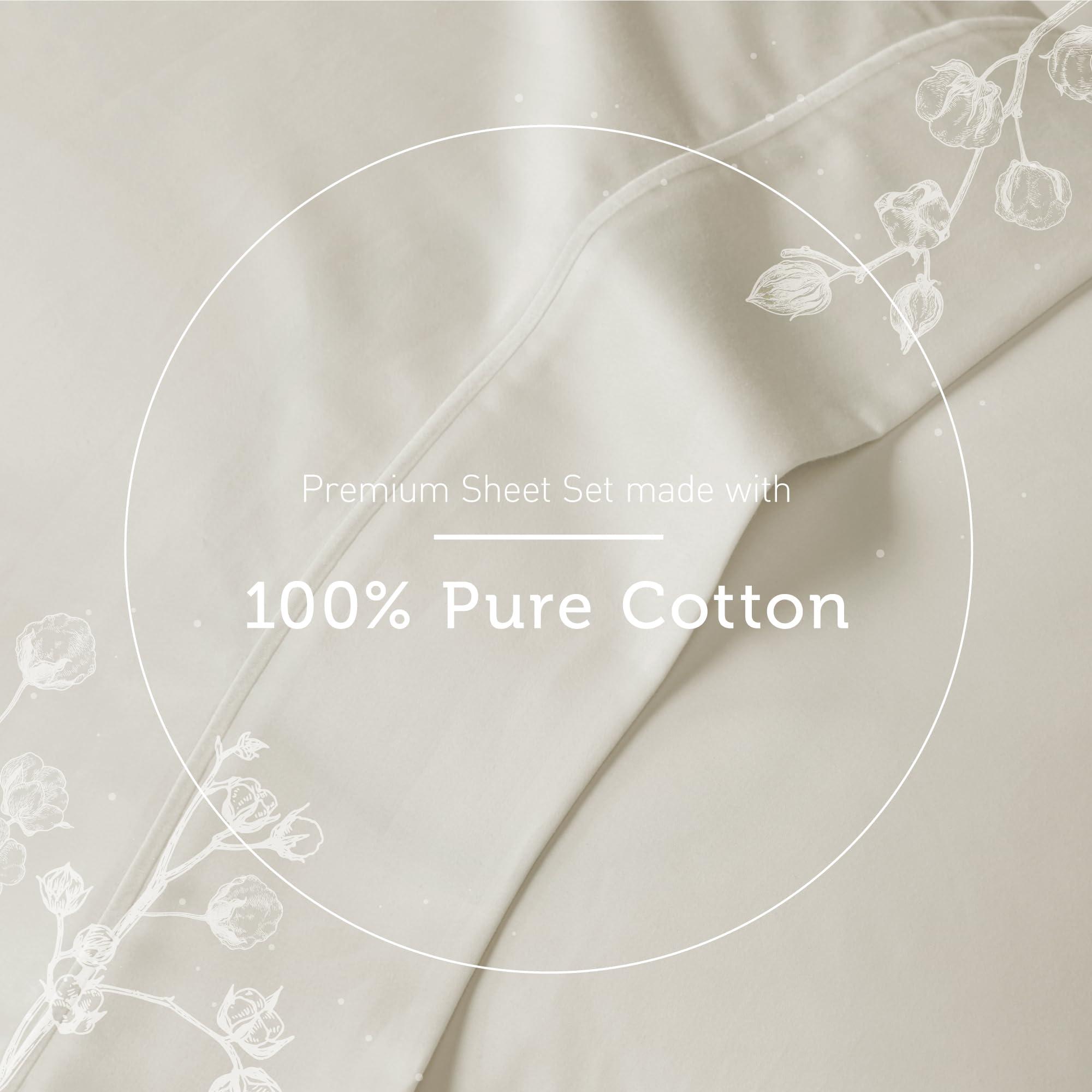 Hyde Lane Hyde Lane Luxury 1000 Thread Count 100% Cotton California King Bed Sheets | Very Comfy Soft & Thick with Deep Pocket - Fits up to 18\" Mattress, Cotton Bed Sheets Cal King - 4 PC (Ivory/Cream)