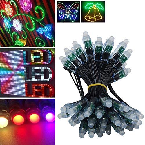 WESIRI WESIRI WS2811 Diffused Digital RGB LED Pixel Lights Black Wire Individually Addressable Round DIY LED Pixels Module IP68 Waterproof DC5V 50pcs/Set