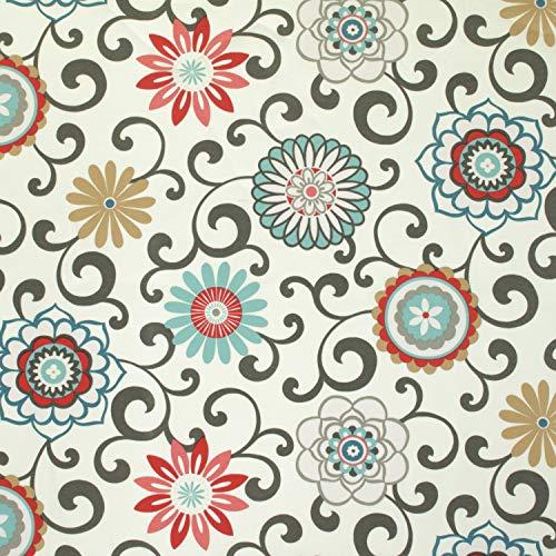 Pillow Perfect Pillow Perfect Floral Indoor/Outdoor Chair Seat Cushion with Ties, Tufted, Weather, and Fade Resistant, 18.5\" x 19\", Blue/Brown Pom Pom Play, 2 Count