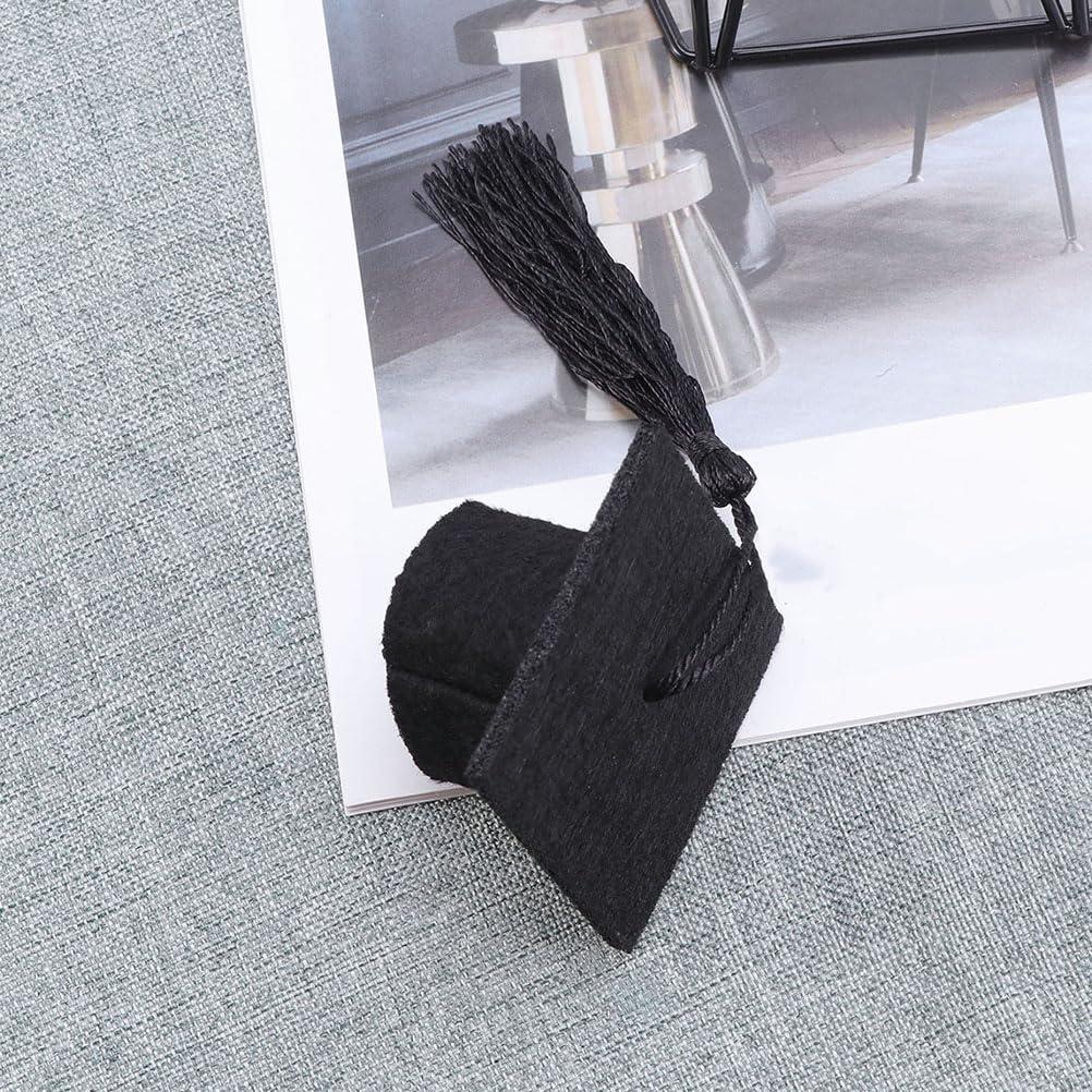LUOZZY LUOZZY 12 Pcs Mini Graduation Cap Bottle Toppers Graduation Wine Bottle Caps Graduation Bouquet Decorations (Black Tassel)