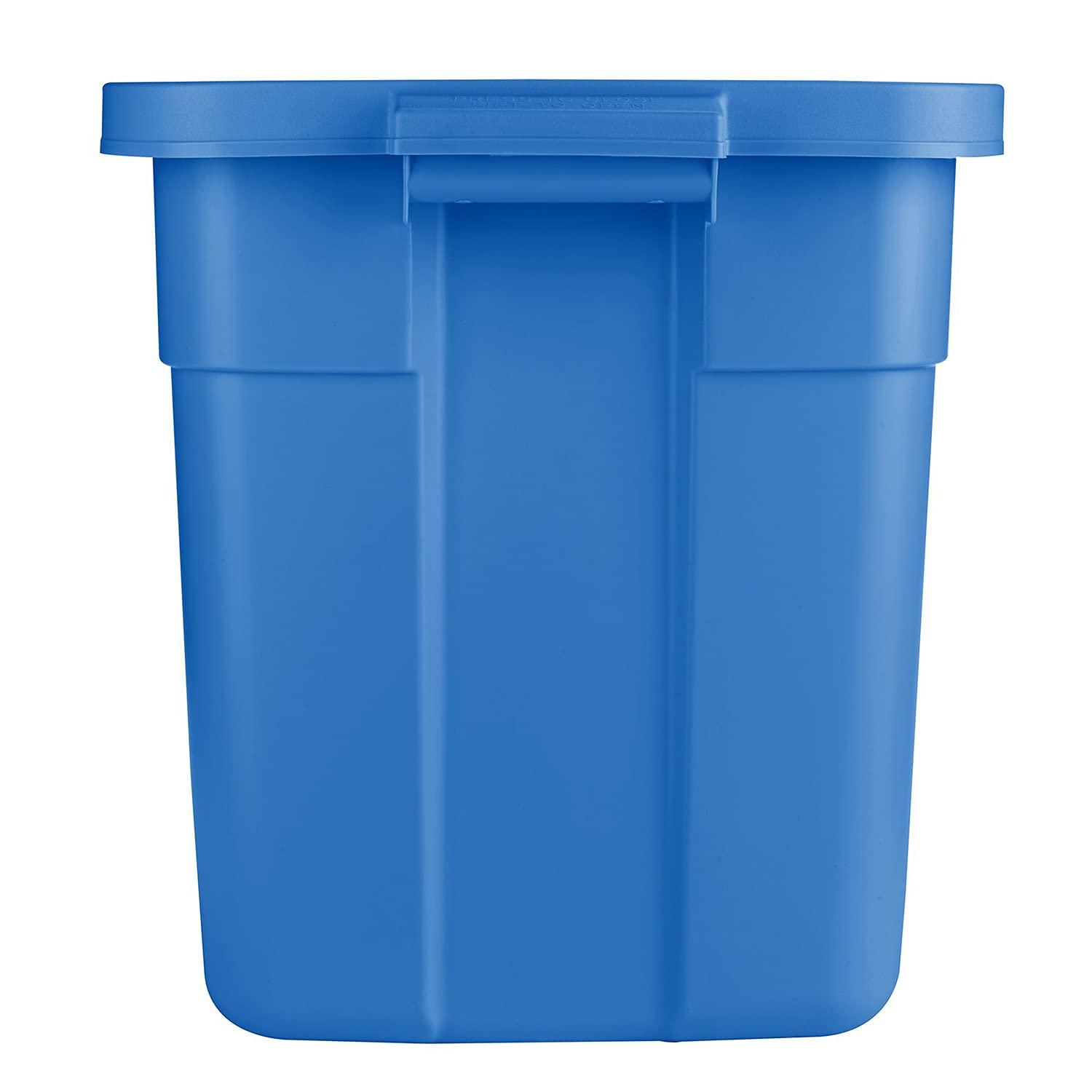 Rubbermaid Rubbermaid Roughneck Tote 18 Gal, 6 Pack, Made in USA, Herirage Blue, Rugged Plastic Stackable Storage Bins with Lids and Handles
