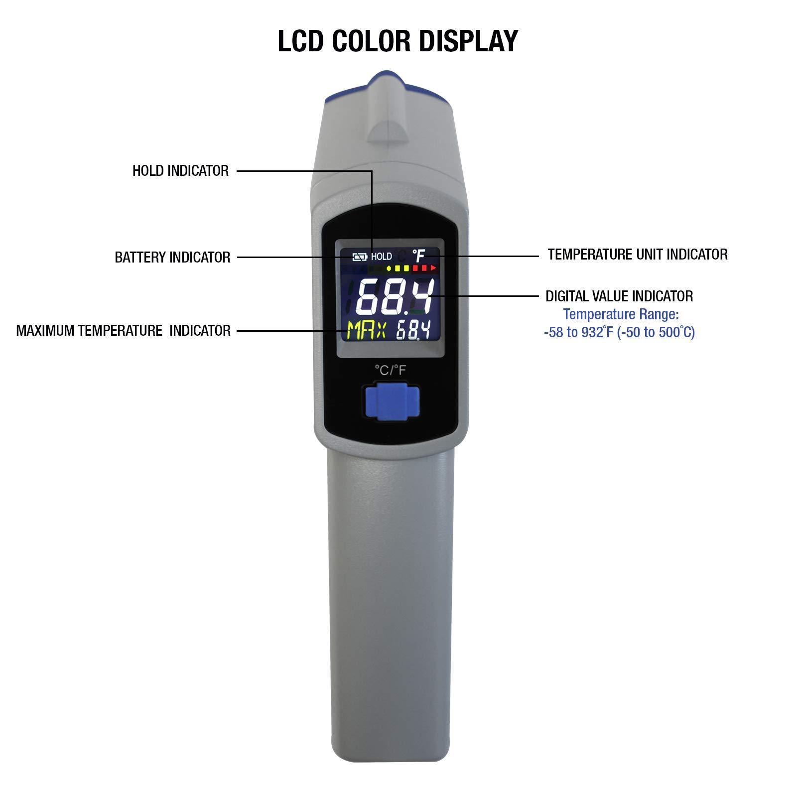 MASTERCOOL Mastercool Infrared Thermometer with Circular Laser, 12:1 Ratio, 52224-A-SP, Gray