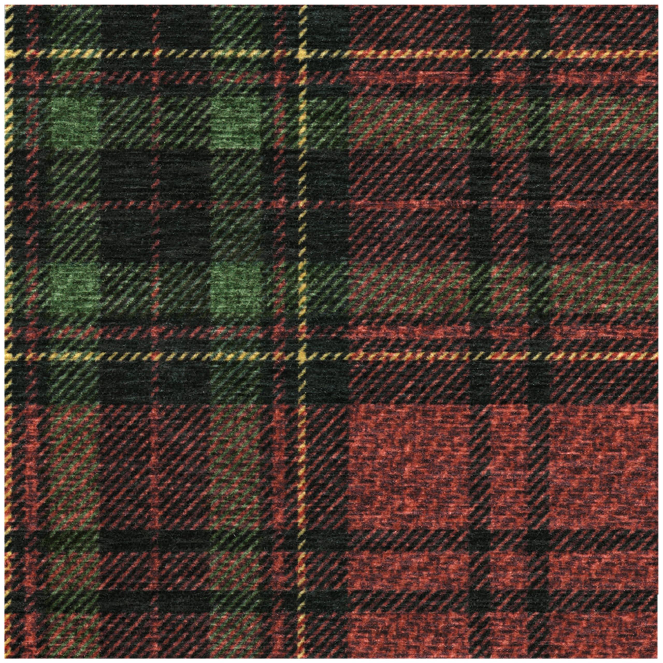 RUGGABLE Ruggable Washable 2x3 Area Rug, Plaid, Premium Winter Rugs for Living Room, Bedroom, Kitchen, Office, Classroom with Gripper Non Slip Pad, Dress Stewart Tartan Red