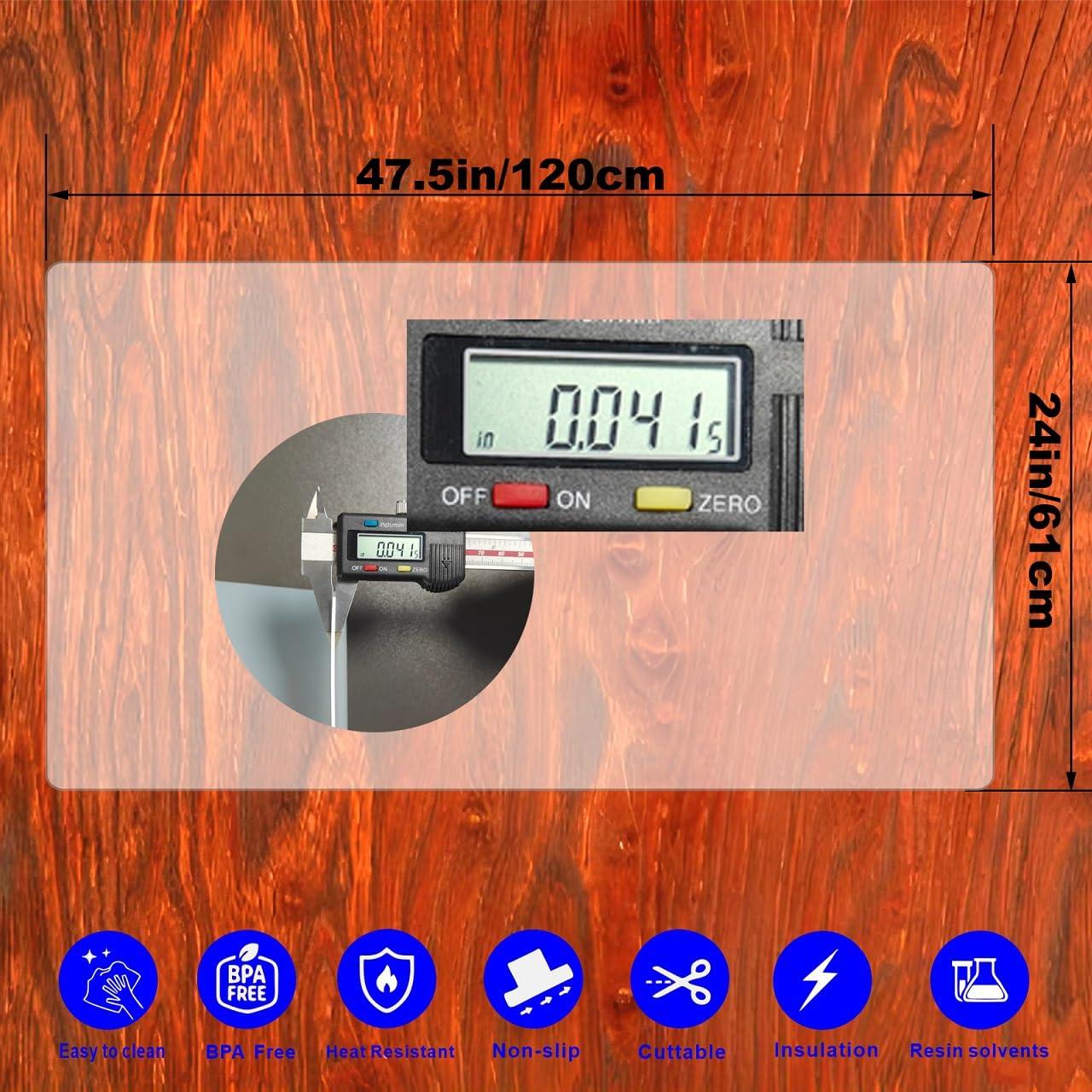 Polouds 48 x 24Silicone mat, Large Silicone Heat-Resistant mat, Kitchen countertop Non-Slip mat, Craft Table placemat.(Translucent)