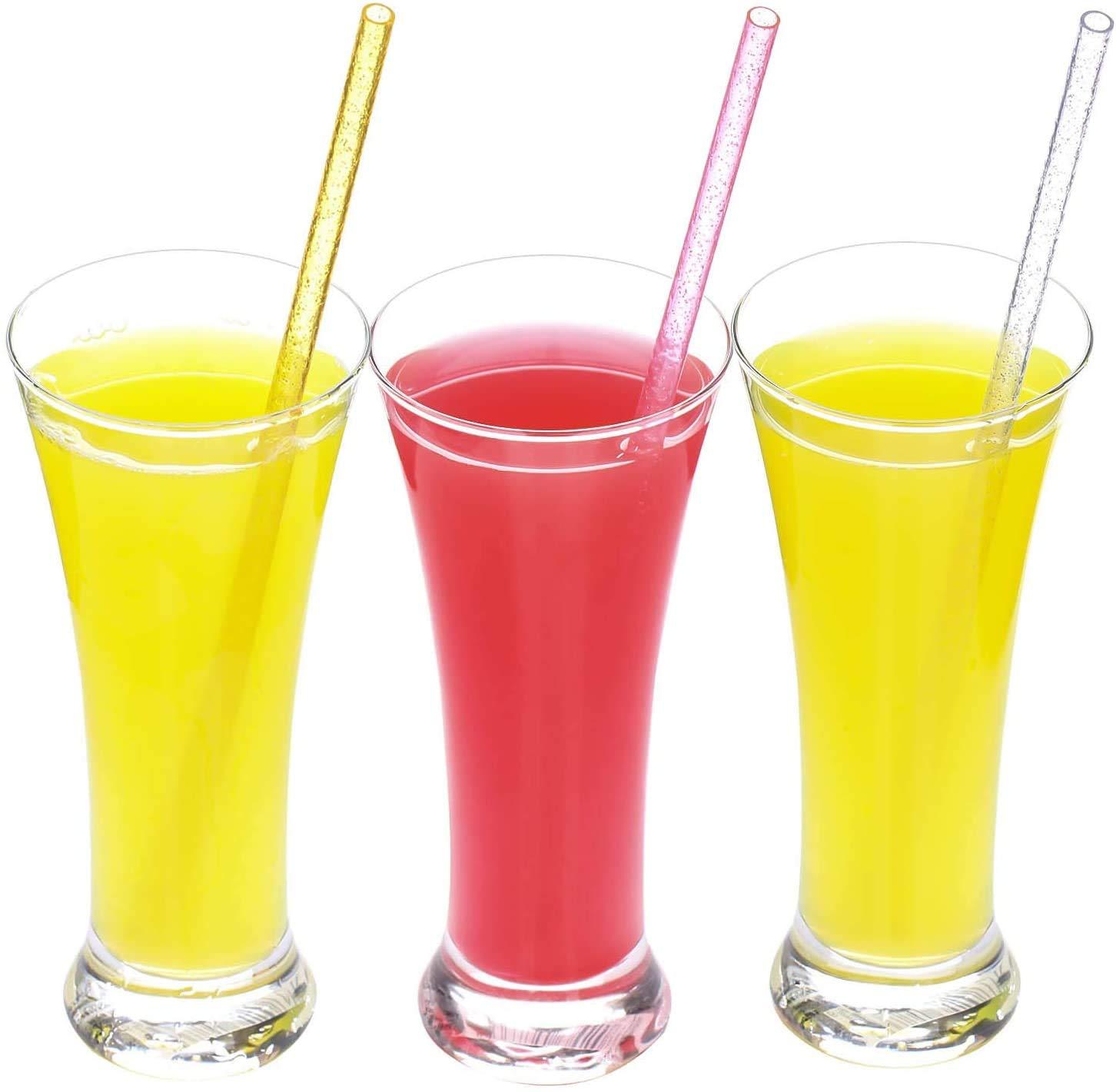 Dakoufish Dakoufish BPA-Free 12 Piece 11 Inch Reusable Clear Plastic Glitter Sparkle Drinking Straw Plus one Cleaning Brush (Rose,11inch)