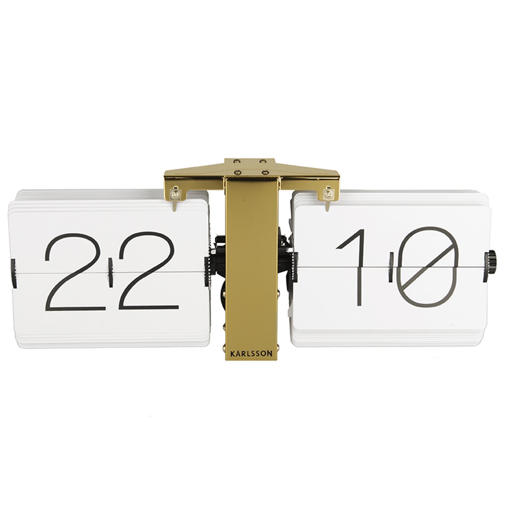 Karlsson Karlsson Flip Clock No Case White, Brass Stand, Steel, 8.5 x 36 x 14 cm