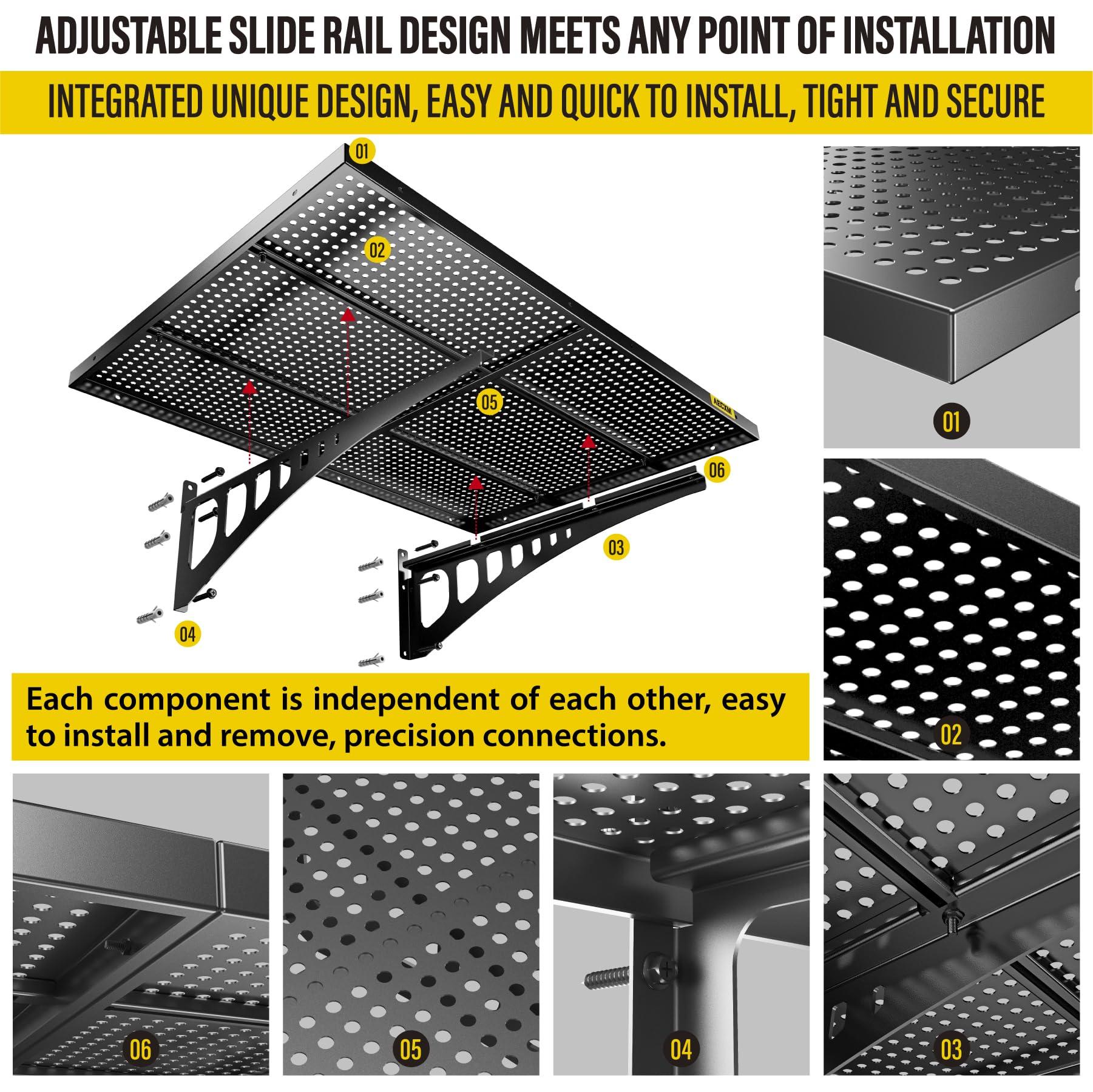 Aecxm Aecxm 2-pack-2x3ft Garage Shelving 560lbs Heavy Duty Garage Wall Shelving 24-inch-by-36-inch Garage Shelf Wall Mount (Black)
