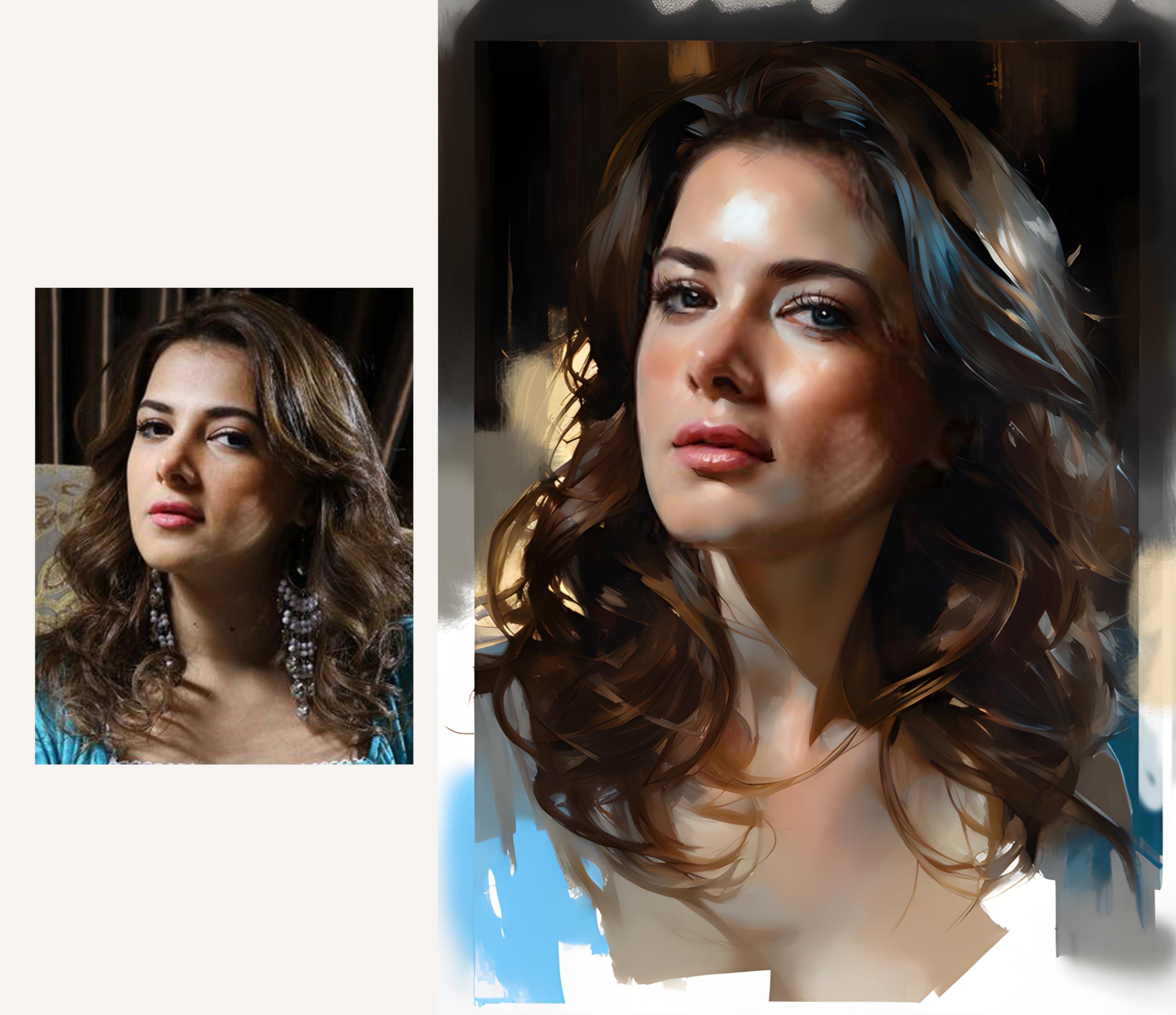 Generic Custom Portrait Painting from photo, Oil Portrait from your photo, Commission Portrait, Customized Portrait, Portrait on canvas, Wall Art, Print on canvas with partial manual work