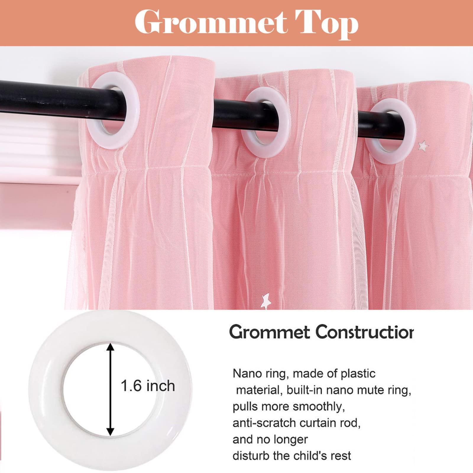 KTCLE KTCLE Star Curtain Kids Curtains for Girls Bedroom Living Room Blackout Curtain Double Layer Star Cut Out Grommet Window Curtains 1 Panel,Pink,70x63 in