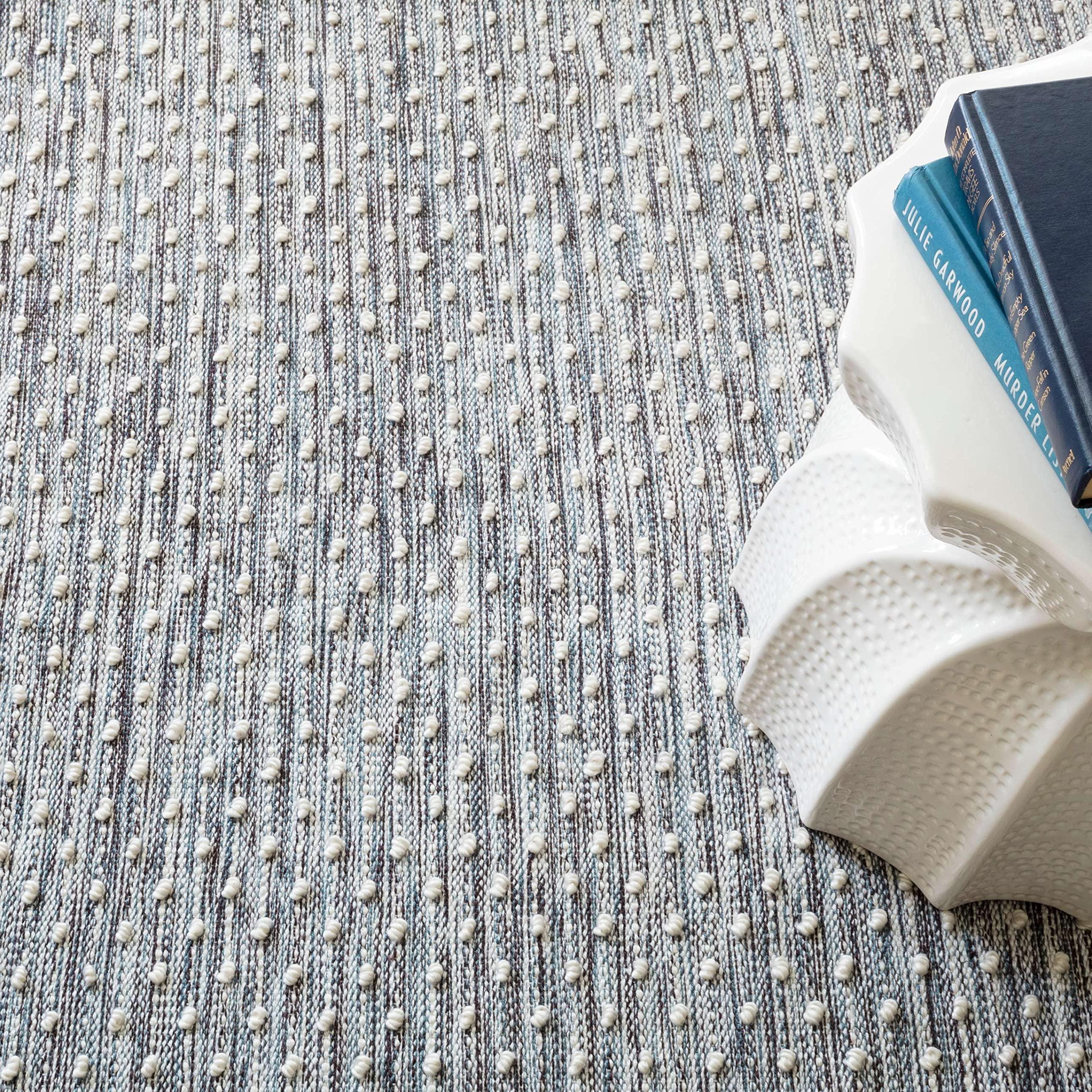 Dash & Albert Dash and Albert Hobnail Blue Handwoven Indoor/Outdoor Rug, 3 X 5 Feet, Blue Geometric Pattern