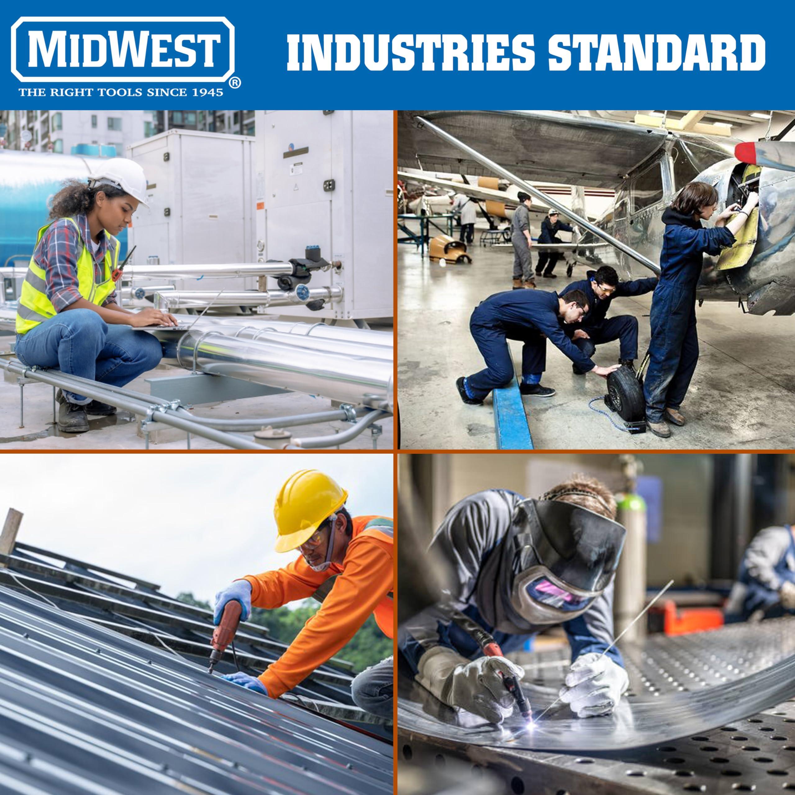 Midwest Tool & Cutlery MIDWEST Blackout Series Aviation Snip - Left Cut Offset Tin Cutting Shears with Forged Blade & KUSH\'N-POWER Comfort Grips - MWT-6510LO