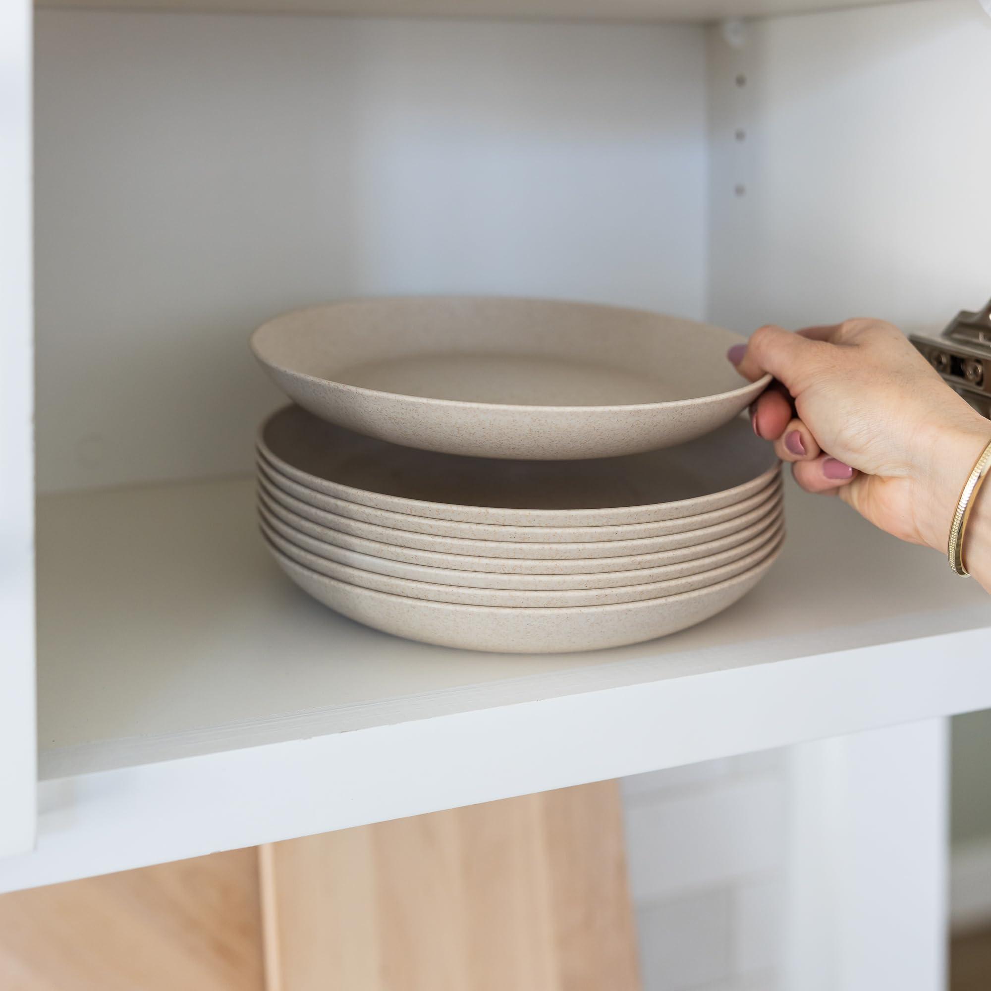 Grow Forward Grow Forward Premium Wheat Straw Plates - 9 Inch Reusable Hard Plastic Dinner Plates Set of 8 - Unbreakable Microwave Safe Plates for Dessert, Camping, RV, Outdoors, Patio, Kitchen Dishes - Sahara