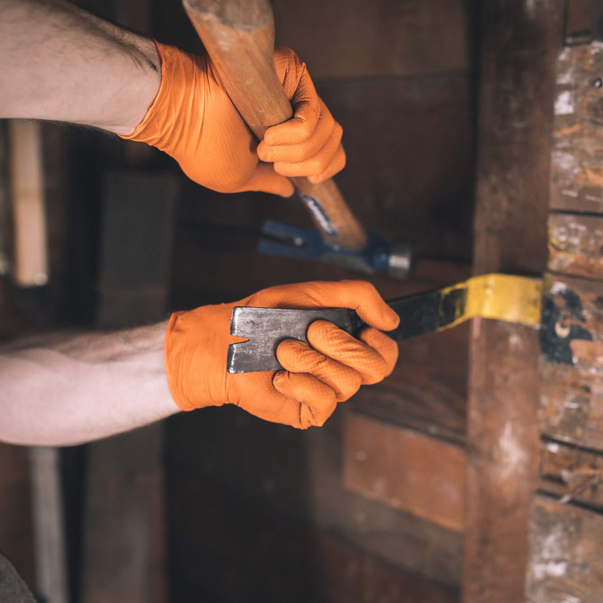 GLOVEWORKS GLOVEWORKS HD Orange Nitrile Industrial Disposable Gloves, 8 Mil, Latex-Free, Raised Diamond Texture, XX-Large, 2 Boxes of 100