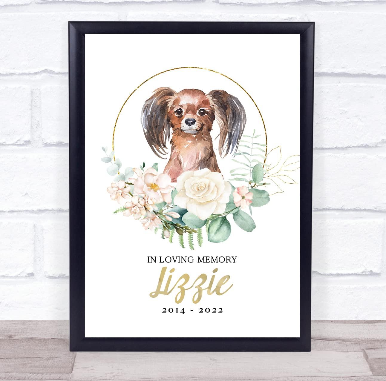 The Card Zoo Papillon Dog Pet Memorial Loving Memory Personalized Wall Art Gift Print