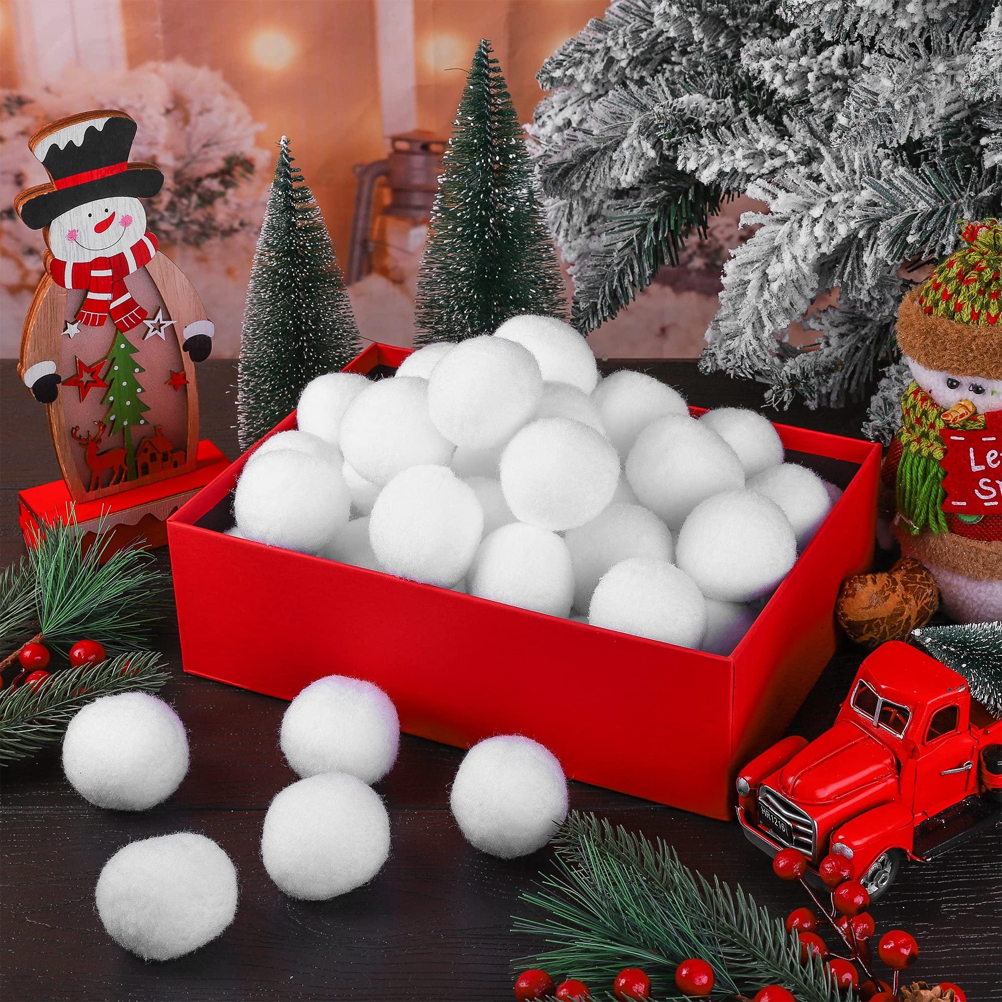Elcoho Elcoho 100 Pieces 2 Inch Fake Snow Fight Ball Artificial Snow Toss Ball Fake Winter Snow Fight Ball Fluffy Fun Stress Toys for Xmas Party Supplies Winter Snowball Fight Games Indoors