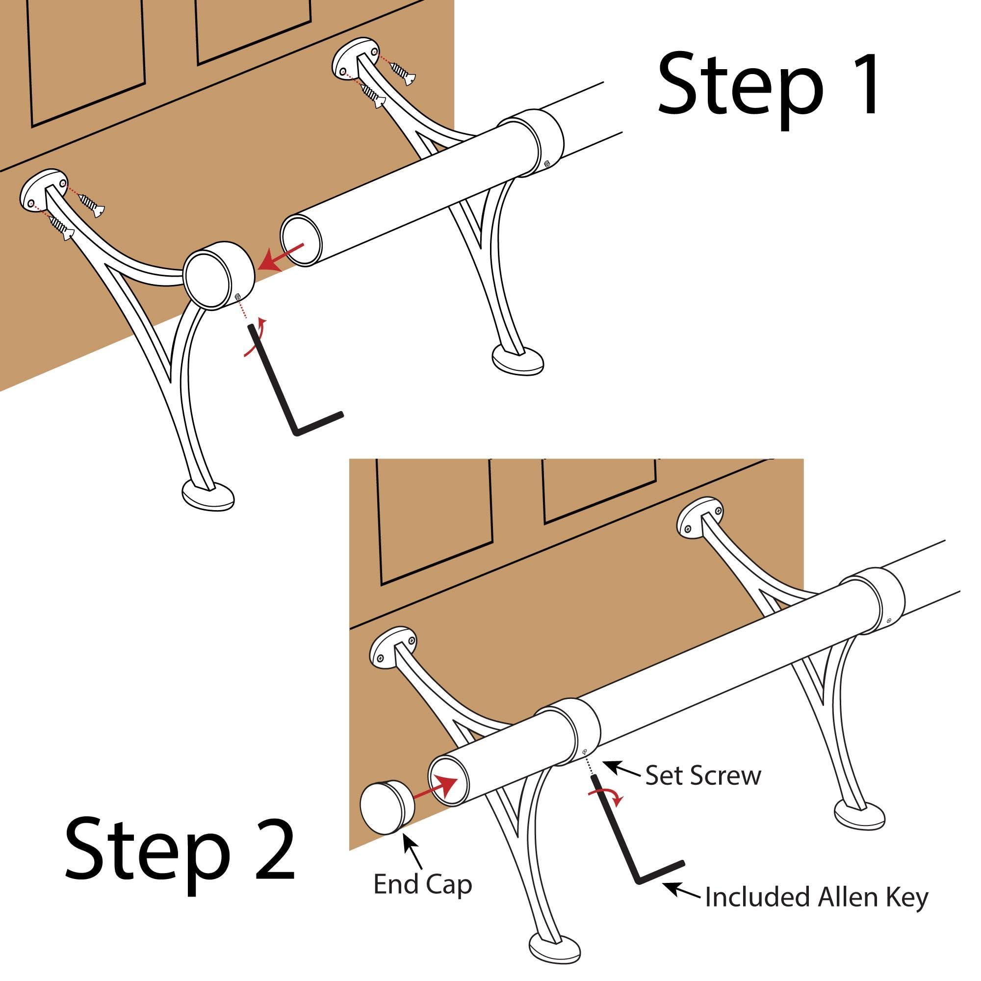 OUTWATER OUTWATER 12\' Bar Foot Rail Kit - Complete Undercounter Mount Hardware and Tubing, Antique Bronze Finish