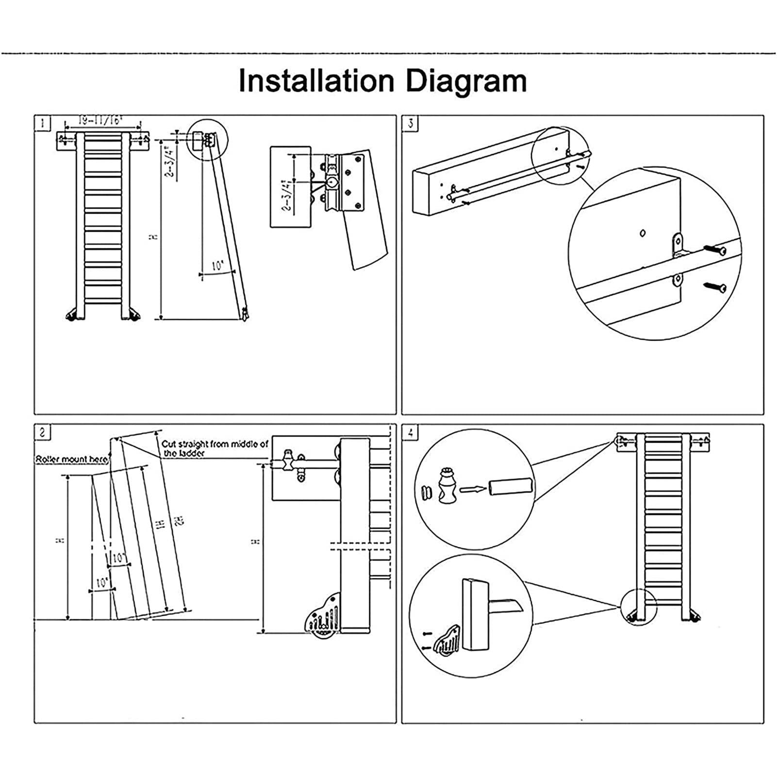 HONGKEFIT Sliding Library Ladder Hardware Black Track Kit, Hook on Tensible Rolling Ladder Hardware Library Sliding Ladder 3.3ft-26.2ft Track/Rail(No Ladder), Limited to Ladder Thickness 2.5cm (Size : 13ft/400
