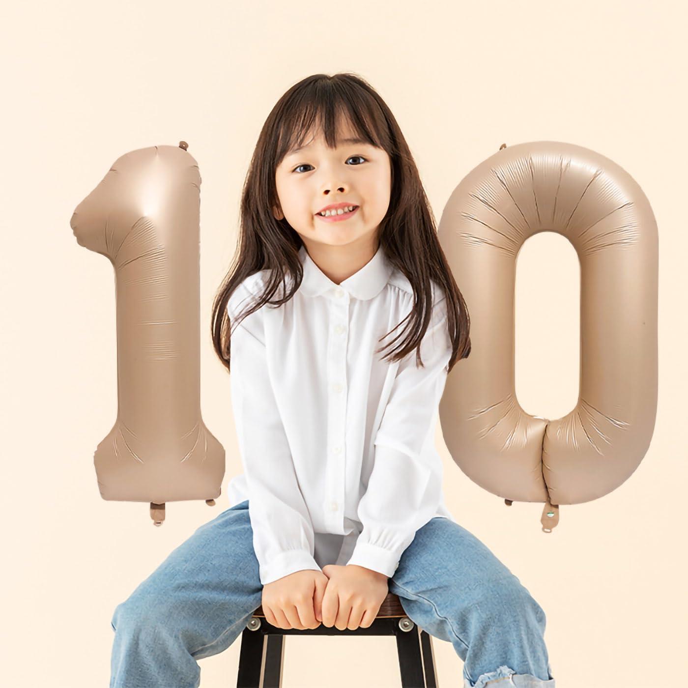 ISTOVO Number 17 Balloons 32 Inch Digital Balloon Alphabet 17th Birthday Balloons Digit 17 Helium Balloons Big Balloons for Birthday Party Supplies Wedding Bachelorette Bridal Shower, Caramel Number 17