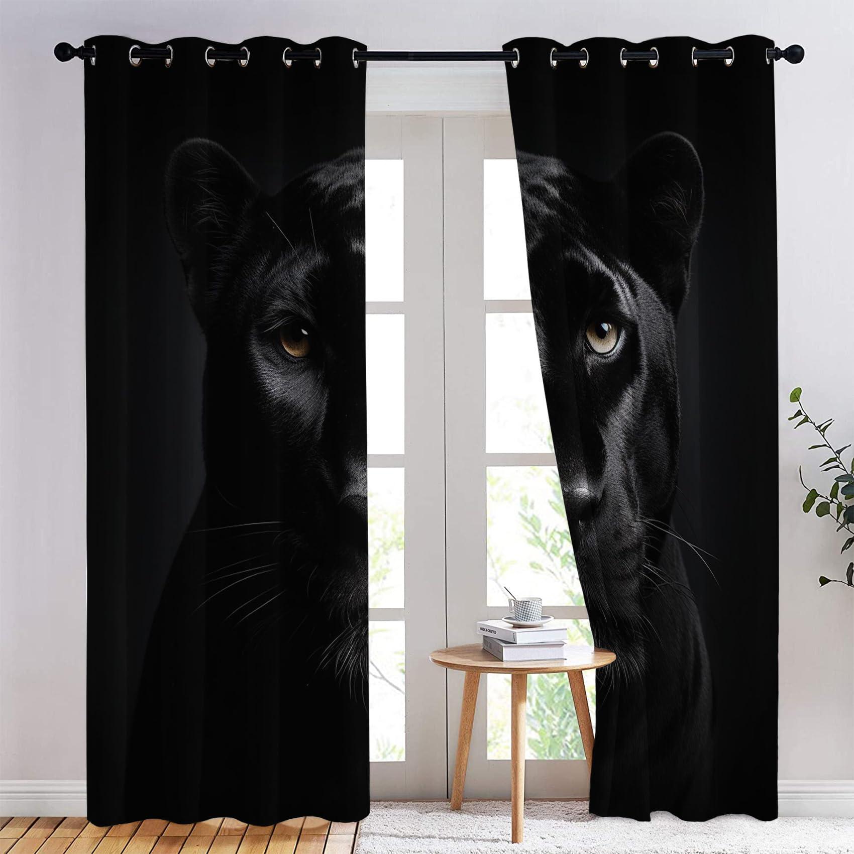 HomeLoft Basics HomeLoft Basics Black Panther Curtains, Black Blackout Curtains for Bedroom, Thermal Insulated Room Darkening Grommet Drapes for Living Room, Window Treatments, 72 Inch Curtains 2 Panel Set - SAD131