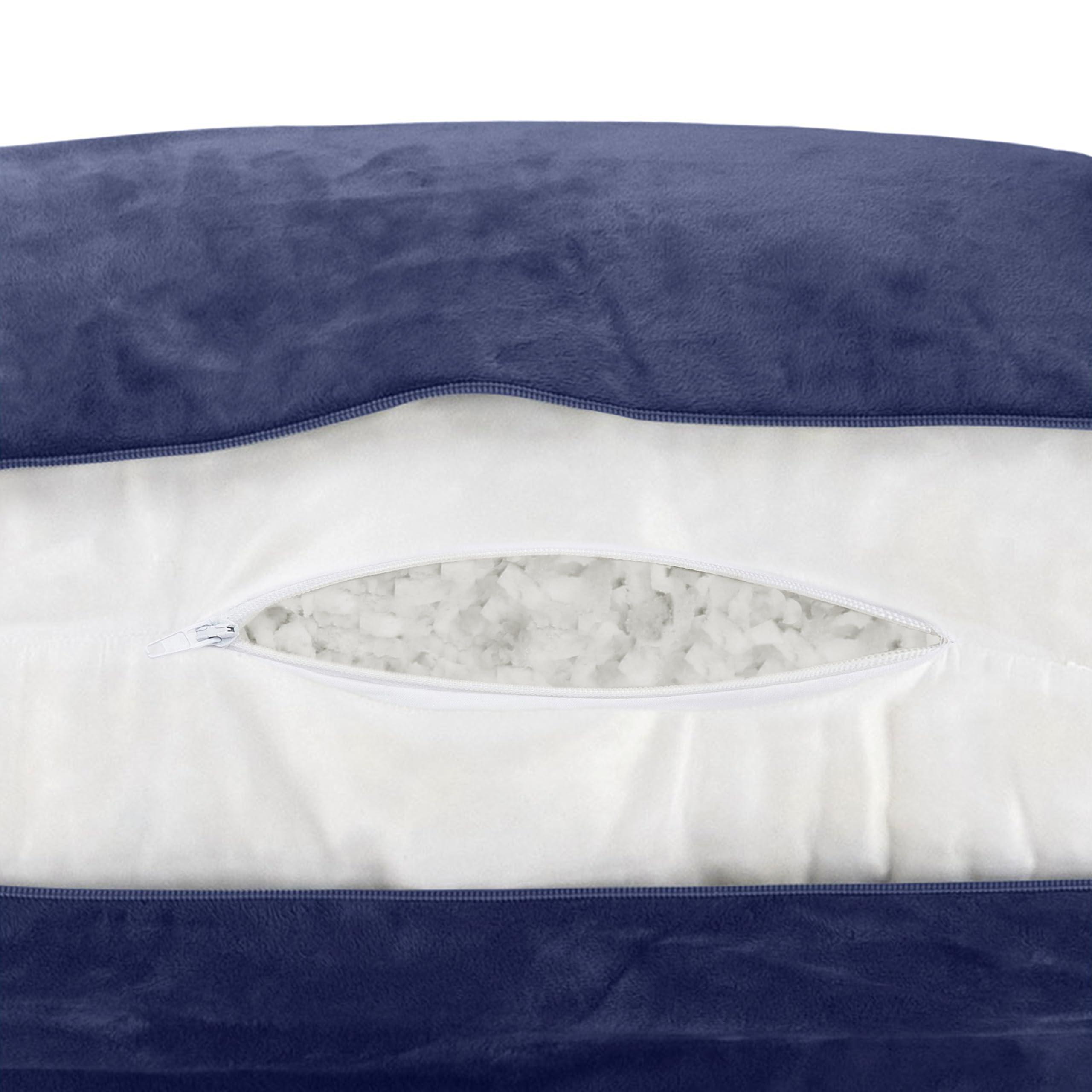 Husband Pillow Husband Pillow Dark Blue, Original Reading Pillow in Bed Rest Chair, Shredded Memory Foam Large Lounge Cushion Adult Backrest with Arms, Comfy Back Support for Sit Sitting Up, Wash/Removable Cover